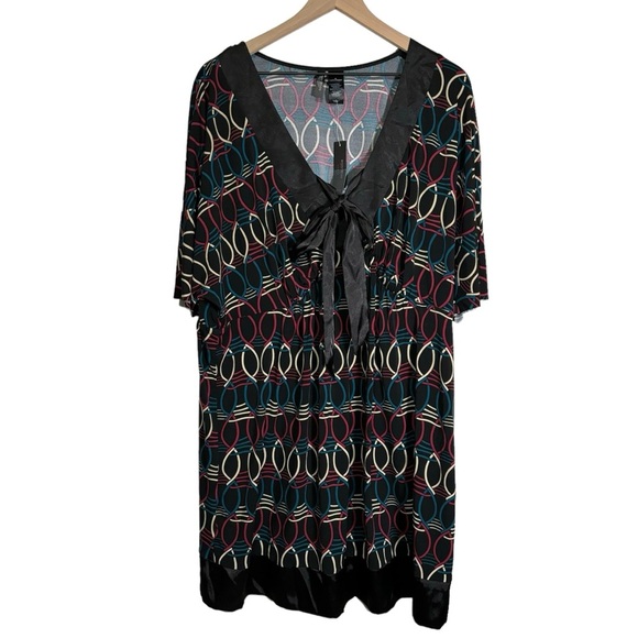 NWT Bisou Bisou Geometric Print Dress Women's Size 2X - Picture 1 of 13